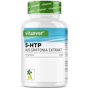5-HTP - 180 capsules - 100 mg 5-HTP uit natuurlijk Griffonia Simplicifolia-extract - 30% 5-HTP-gehalte in het zaad - stemmingsversterker - puur plantaardig - veganistisch