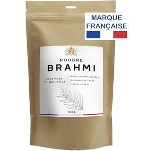 ESSENTIOIL Brahmi haarpoeder, 100% natuurlijk, versterkt de haarvezel, voorkomt pellikels. Hoofdhuidverzorging, alle haartypes, 100 g, Frans merk