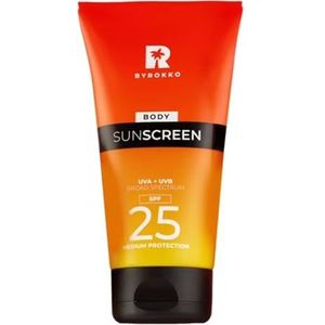 BYROKKO Zonnebrandcrème SPF 25, 150 ml – Breedspectrum Zonbescherming voor Gevoelige Huid – Lichtgewicht, Niet Vettig, Hydraterend met Shea Butter & Vitamine E, Tropische Geur