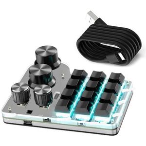 QPSJXN Bluetooth 5.0 Mechanisch Toetsenbord RGB Toetsenbord Hotswap Macropad Met Knop Compatibel met En Creatief Ontwerp (1204 BT Wit)