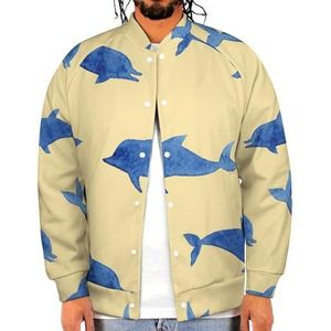 Dolfijnen Patroon Grappige Mannen Baseball Jacket Gedrukt Jas Zachte Sweatshirt Voor Lente Herfst