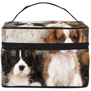 Cavalier King Charles Spaniel Kleine Puppies, Make-uptas, Cosmetische Tas Draagbare Reizen Toilettas Potlood Case Toilettas, zoals afgebeeld, Eén maat