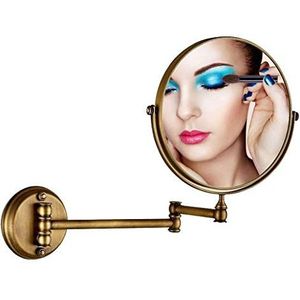 FJMMSJPVX Make-up spiegel antieke muur gemonteerd, badkamer scheerspiegel muur gemonteerd ronde ijdelheid spiegel chroom goud