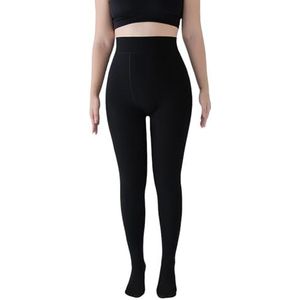 Grote Maten Thermische Legging Dames Met Fleece Gevoerde Panty's, Elastische Hoge Taille, Sport Strak, Warm Lamsfluweel, Sportlegging, 430 G Dikke Katoenen Broek for Moeder(Black,XL)