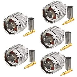 Eightwood N Male Adapter Straight Crimp N Connector N Plug 5st voor 4G LTE Wlan-antennekabel LMR195 RG58 RG400 RG142 4G DTV Industriële 4G-router WiFi-router