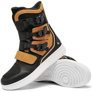 Hoge anti-val motorschoenen voor dames en heren, outdoor, casual fietsschoenen, Zwart en Geel, 37 EU