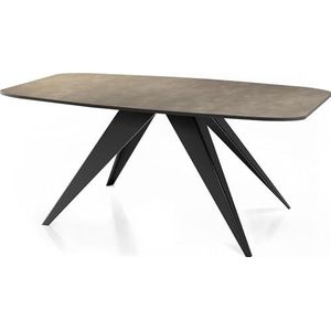 WFL GROUP Eettafel Foster in industriële stijl, rechthoekige tafel, uittrekbaar van 180 cm tot 220 cm, gepoedercoate zwarte metalen poten, 180 x 90 cm (Chicago beton grijs, 160 x 80 cm)
