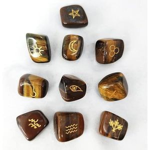 10 STKS Natuurlijk Kristal Rune Wit Turquoise Stone Obsidiaan Agaat Chakra Waarzeggerij Kristal Steen Onregelmatige Quartz Fortuinvertellen Rune Reiki Behandeling (10pcs-Tiger's Eye)