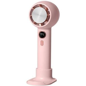 Handventilator Kleine ventilator met 3 snelheden USB oplaadbare miniventilator Koelventilator met digitaal display voor reizen, picknick, kamperen, kantoor pink