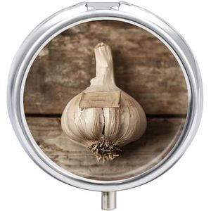 Pillendoos 3 Compartiment Knoflook Kruidnagel Foto's Pillendoosje voor Portemonnee Draagbare Pillencontainer Metalen Geneeskunde Doos Pillendoos Dispenser Reizen Vitamine Houder Wekelijkse Pil