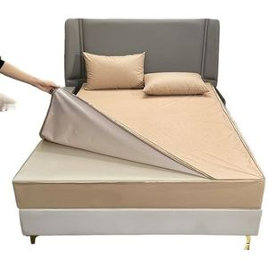 NUOYIXUAN Waterdichte matrashoes met rits zes zijden all-inclusive matrasbeschermer hoeslaken (kaki, aangepast formaat (bericht))