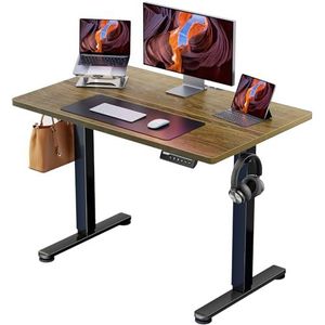 ErGear In hoogte verstelbaar bureau, 100 x 60 cm, in hoogte verstelbaar, elektrisch, ergonomische sta-zitting, tafel, computertafel voor thuiskantoor met 4 geheugenbesturingen, (Espresso)