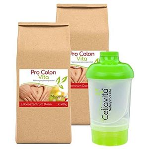 Cellavita Pro Colon Vita ""Levenscentrum darm"" kuur | incl. Shaker | psyllium schelpen, erwteneiwit, cassia fistulapoeder en nog veel meer | hooggedoseerd & veganistisch | 2-weken kuur 2x 420g poeder