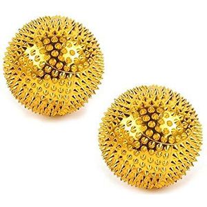 CHI-ENTERPRISE - Twee magnetische massageballen - klein | fasciaballen voor zelftherapeutische acupressuur behandeling | Inhoud: 2 egelballen in goud, elk 47 mm diameter & 228 acupressuurnaalden