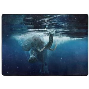 Zwemmen Afrikaanse olifant print groot tapijt, flanel mat, indoor vloer tapijt tapijt, voor nachtkastje eetkamer decor 203x148 cm