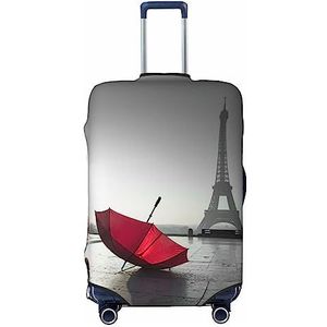 UNIOND Eiffeltoren met paraplu bedrukte bagagehoes, elastische reiskoffer, beschermer. Geschikt voor bagage van 45-72 cm, Zwart, X-Large
