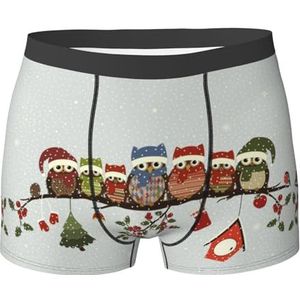 ZJYAGZX Leuke Kerst Uilen Op Tak Print Mannen Zachte Boxer Slips Shorts Viscose Trunk Pack Vochtafvoerende Heren Ondergoed, Zwart, M