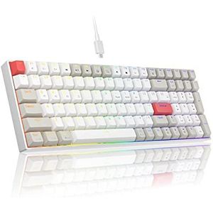 Newmen GM1000 100keys Compact Mechanisch Toetsenbord, Bedrad & Draadloos Toetsenbord, USB-C & 2.4G & Bluetooth Anti-Ghosting RGB Backlight Programmeerbaar Gaming Toetsenbord voor Win&Mac & Android, Gateron bruine schakelaar