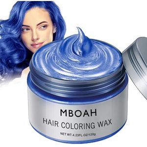 Haarkleurwax, tijdelijke haarkleurwas, natuurlijke pomade, wasbare plant, formule, haartint voor mannen en vrouwen, natuurlijk mat kapsel voor feest, cosplay, Halloween (blauw, #06)