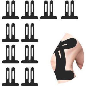 KLINNA PreCut Physio Tape, 10 stuks kinesiotape voor de knie, elastische en waterdichte tape tegen kniepijn, professionele spierpatch voor sport (zwart)