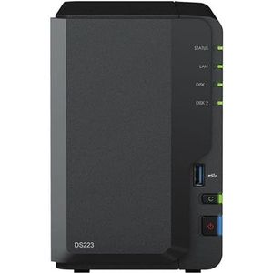 Synology DS223 4TB 2-bay desktop NAS-oplossing geïnstalleerd met 2 x 2TB Western Digital Red Plus schijven