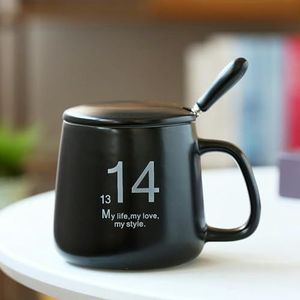BDWMZKX Mug Cup 1314 Mug, Ceramic Couple Cup, Water Cup With Lid, Couple Cup-c-400ml