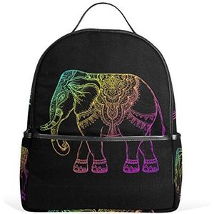 Mijn dagelijkse kleurrijke olifant zwarte rugzak voor jongens meisjes school boekentas
