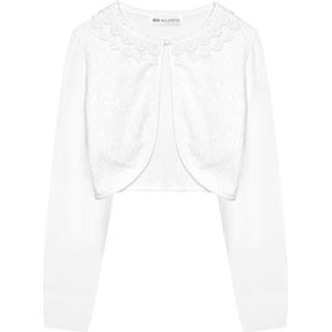 Bolerose Meisjes Lang Mouw Bloemen Kant Bolero Vest Kinderen Shrug Verbergen (Wit, 11-12 jaar)