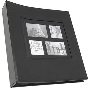 6-formaat Fotoalbum, Eenvoudig Schoon Te Maken Mini-fotoalbum, Pu-leer, Grote Capaciteit, Gemakkelijk Te Bekijken familiefoto's (Zwart)