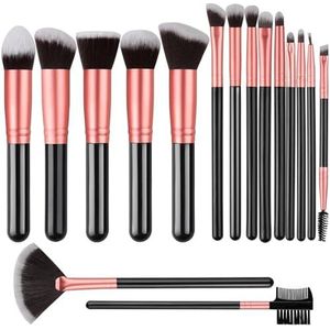 14/16Pcs ABS Plastic Make-up Borstel Set Kunstenaarschap Borstels Kabuki Poeder Borstel Oogschaduw Stippling Borstel Premium Synthetische Make Up Borstel Set Voor Contouring Concealer Foundation