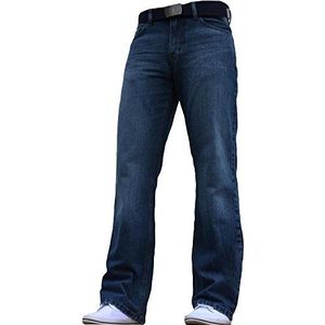 BNWT heren wijde pijpen bootcut uitlopende blauwe zware denim jeans, Blauw - Donkerblauw, 28W X 30L