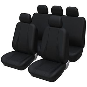 Menifomory Grijze en zwarte stoelhoezen, lederen stoelhoezen voor auto's, universeel, auto-interieur, 13 stuks, waterdicht, volledige set (Q-grijs zwart
