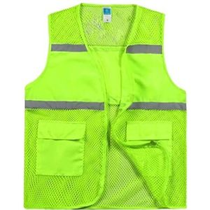 Fluorescerend Vest Reflecterende vesten hoge zichtbaarheid mesh reflecterende vesten met zakken en ritssluiting for teamactiviteiten of nachtrijden Reflecterend Harnas (Color : A, Size : XL)
