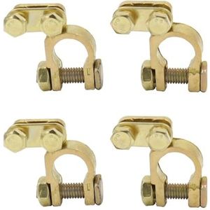 2 paar accuaansluitklemmen, 12 V/24 V autoaccu, klemklemmen, accu, poolklemmen, messing, accuaansluitklemmen, steekverbinders, positieve en negatieve autoaccu, connectoren voor auto's, vrachtwagens