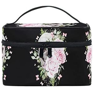Florale pioenrozenschedel make-up tas organizer cosmeticakoffer toilettas grote tas voor meisjes vrouwen en dames