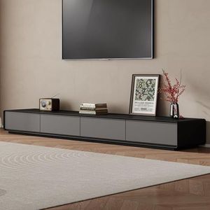 Moderne TV Standaard, Entertainmentcentrum met 4 Lades, Massief Houten Staande TV Console, voor 75-90 inch TV, Volledig Gemonteerd, voor Vele Gelegenheden(Grijs,180x40x35cm/71x16x14in)