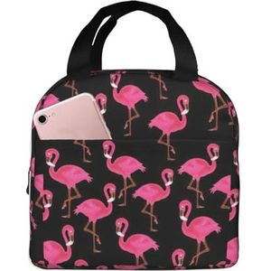 SUUNNY Mooie Roze Flamingo's Print Geïsoleerde Lunch Tas Warm Houden Lunch Box Tote Bag Lunch Container Lichtgewicht, Draagbare