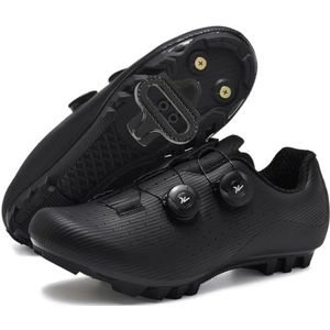 Hiuzylqx Heren mountainbike schoenen MTB fietsschoenen compatibel met 2-bouts SPD schoenplaatjes Unisex Spin Bike sneakers Racefiets voor binnen en buiten,zwart,36 EU