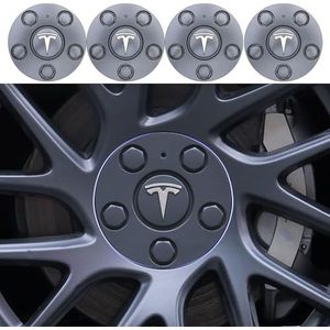 4 x Doppen Wielnaafdoppen Naafkappen Voor Tesla Model 3 Highland 2024, Auto Tuning Decoratie Accessoires Logo Waterdicht En Bescherming Tegen De Zon