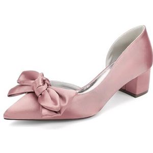 EICOFF Vrouwen Trouwschoenen met Hoge Hakken Kitten Hak Dames Gesloten Puntige Teen Schoenen Satijn Slip-op Bruid Bruiloft Pumps Jurk Party Sandalen,Flesh pink,35 EU