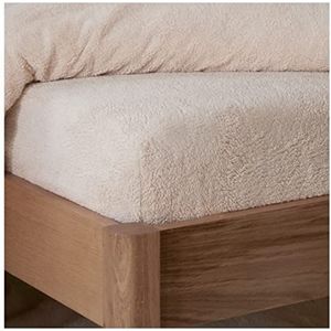 Sleepdown Teddy Fleece Hoeslaken Effen Thermisch Warm Gezellig Super Zacht Beddengoed - Naturel - Super King