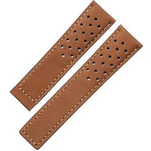 YAGHANG 22mm Matte Koe Lederen Armband Compatibel Met CARRERA Monaco Serie Horlogeband Heren Horlogebandje Polsriem Vintage Bruine Band(Brown-Strap)