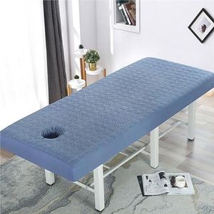 Katoenen Beauty Bed Cover Wasbare Massage Bed Cover Met Gezichtsgat, Zachte Wasbare SPA Massagetafel Gezichtshanddoek Geschikt For Salons SPA En Therapeuten(Pale Blue,60x185cm)