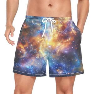 Niigeu Kleurrijke Space Galaxy Stars Zwembroek voor heren, sneldrogend, met zakken, Leuke mode, L