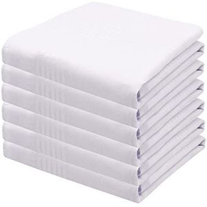 Qtuie Heren stoffen zakdoeken, heren zakdoeken katoen stoffen zakdoeken wit, 40 x 40 cm zakdoek wit voor vrouwen en mannen, 6 stuks, 40x40