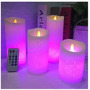 LED-theelicht kaarsen dansende vlam LED kaars met RGB afstandsbediening vlamloze kaarsen voor bruiloft decoratie kerstkaars/kamer nachtlampje (Color : Size 80x150mm)