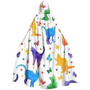 WURTON Vlinder Polka Dot En Kat Print Hooded Mantel Lange Voor Carnaval Cosplay Kostuums 185 cm, Carnaval Fancy Dress Cosplay