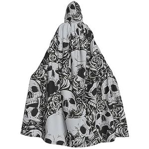 GAGALU Halloween Hooded Robe Mantel Vreselijke Donkere Schedels Bloemen Patroon Gedrukt Cosplay Kostuum Kerst Heks Vampier Mantel Voor Vrouwen Mannen