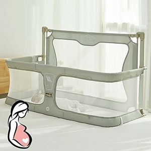 SADRIM 3-in-1 babywieg aan bed,draagbare wieg,babybed met rails,co-sleeper voor baby in bed,co-sleeper wieg aan bed vast te maken,zichtbaar gaasvenster,zachte wasbare voering en beugel van aluminiumlegering