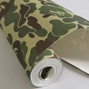 Taogift 17.7x117 Inches Zelfklevende Vinyl Groene Camouflage Contact Papier Behang voor Muren Kasten Planken Kamer Meubels Decal Verwijderbare